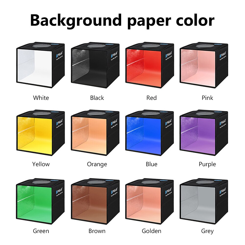 PULUZ Mini Folding Lightbox LED Ring Light Photo Studio Shooting Tent Box Kit 12 Colors Background USB Light Box for DSLR Camera