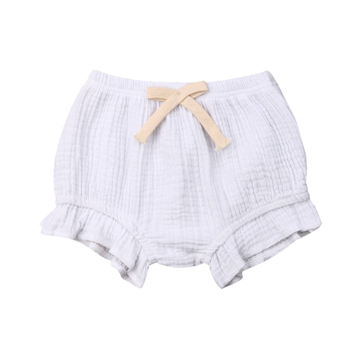 Newborn Kids Baby Girl Cotton Shorts Bloomers Diaper Covers Ruffles Shorts Solid Trousers Bottoms Outfits Summer Clothes 0-18M: White / 6M