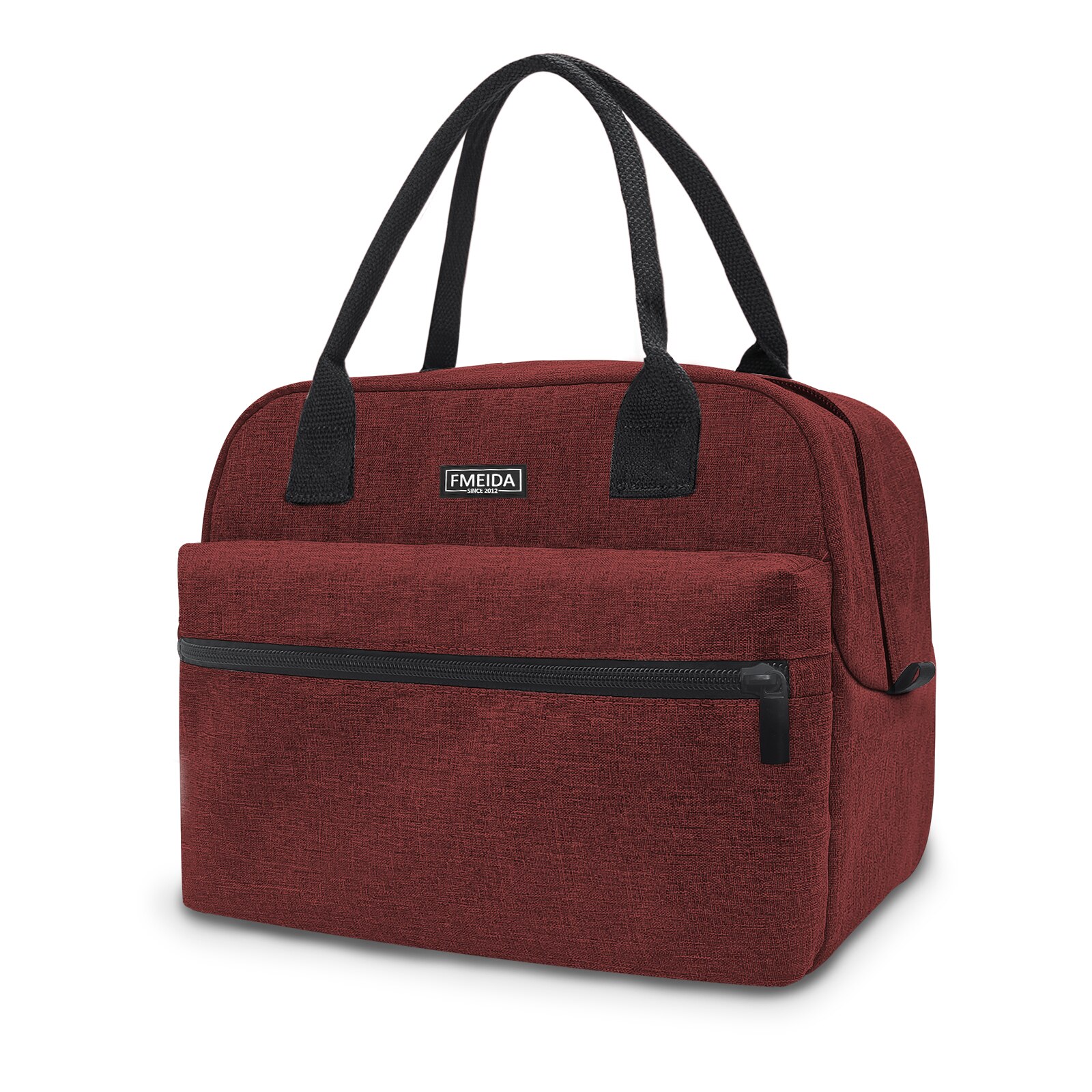 Aosbos Effen Canvas Draagbare Koeler Lunch Tas Thermische Geïsoleerde Multifunctionele Zakken Voedsel Food Picknick Lunchbox Tas Mannen Vrouwen Kids: Red wine