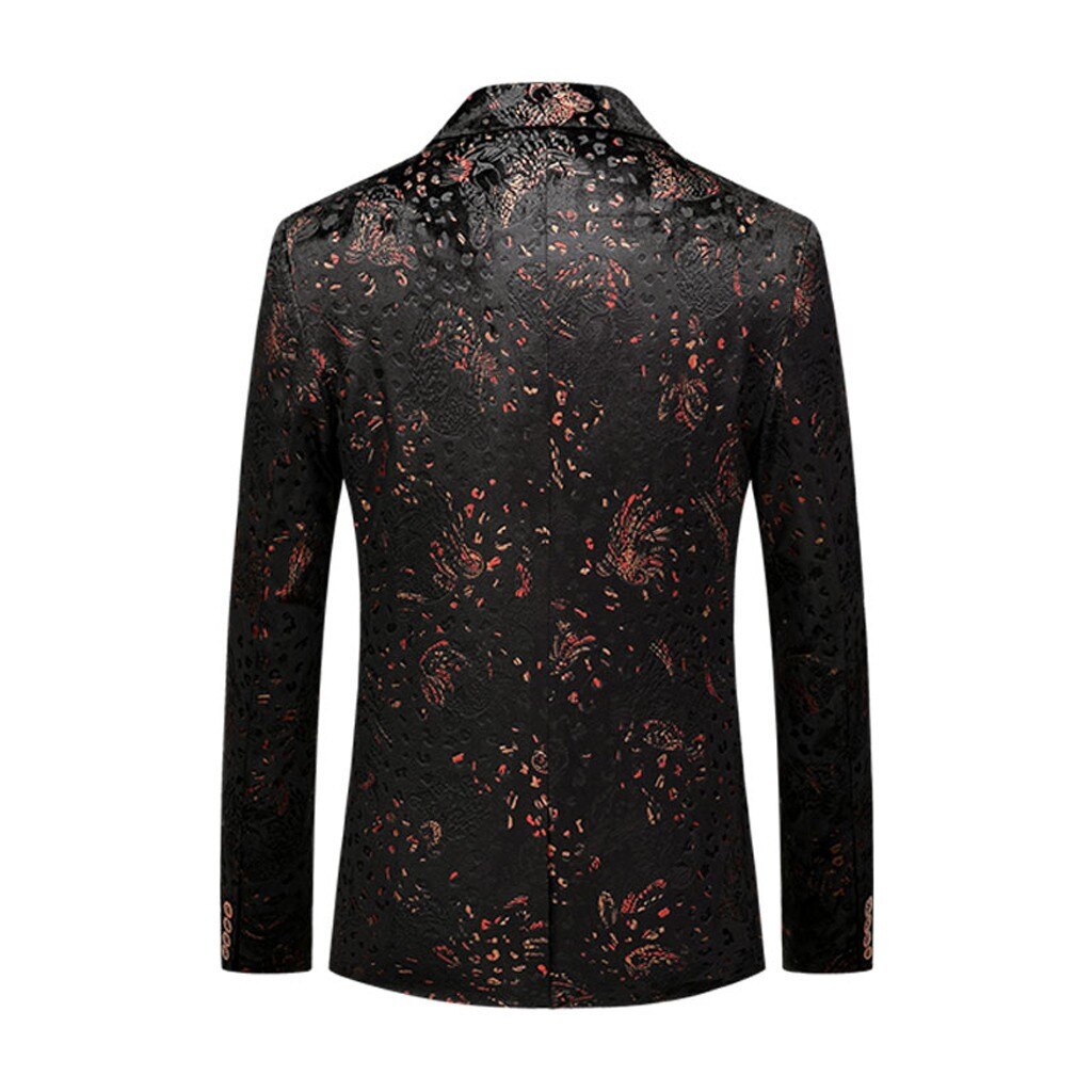 Men's Blazer Winter And Autunm Men's Casual Business Wedding Long Sleeve Print Floral Suit Coat Jacket Printed Parka