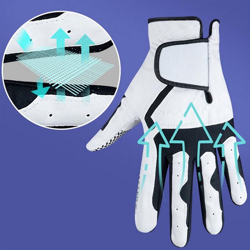 25 Yards Men Golf Gloves for Right Hand White Black Microfiber Non Slip Breathable Sport Gloves Golf Training Aids Accessories