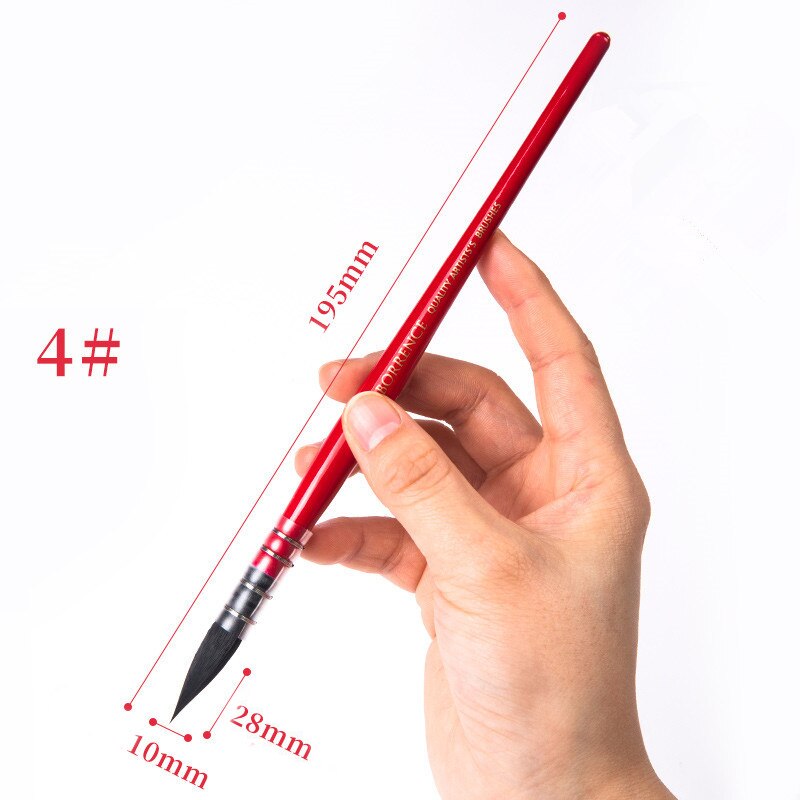 Pincel de pelo de ardilla para pintura de Acuarela, Pinceles puntiagudos de para acuarelas, 1 unidad: number 4