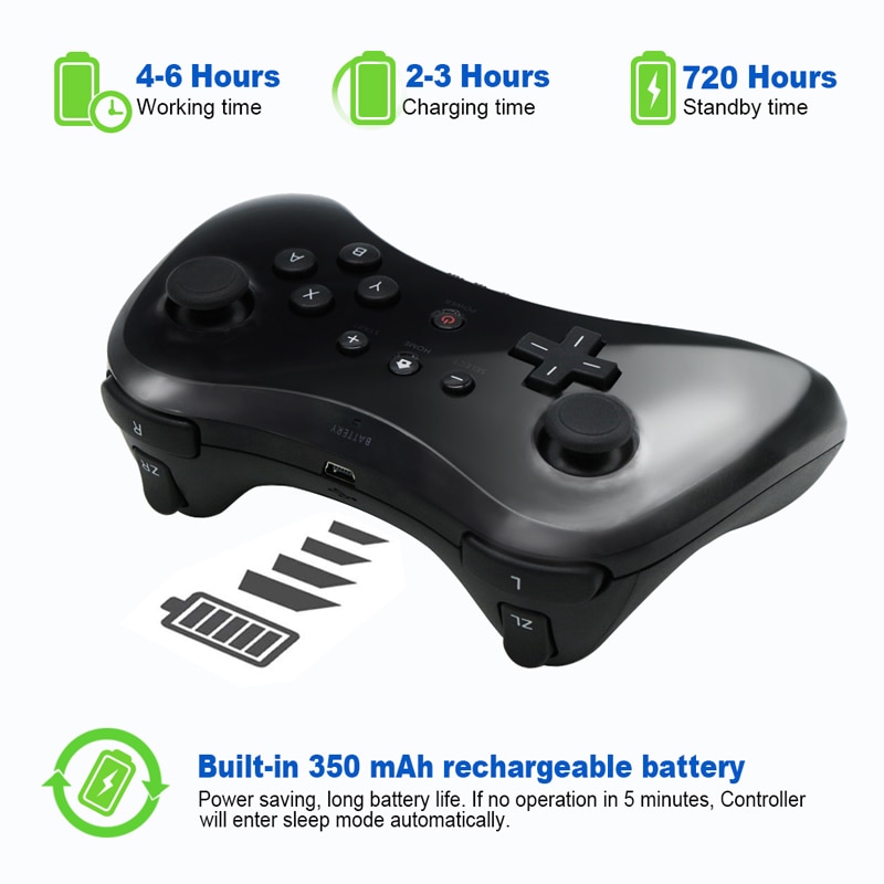 Mando inalámbrico Bluetooth Compatible con Nintendo Wii U para Wii U Pro, mando a distancia Dual clásico, Joystick