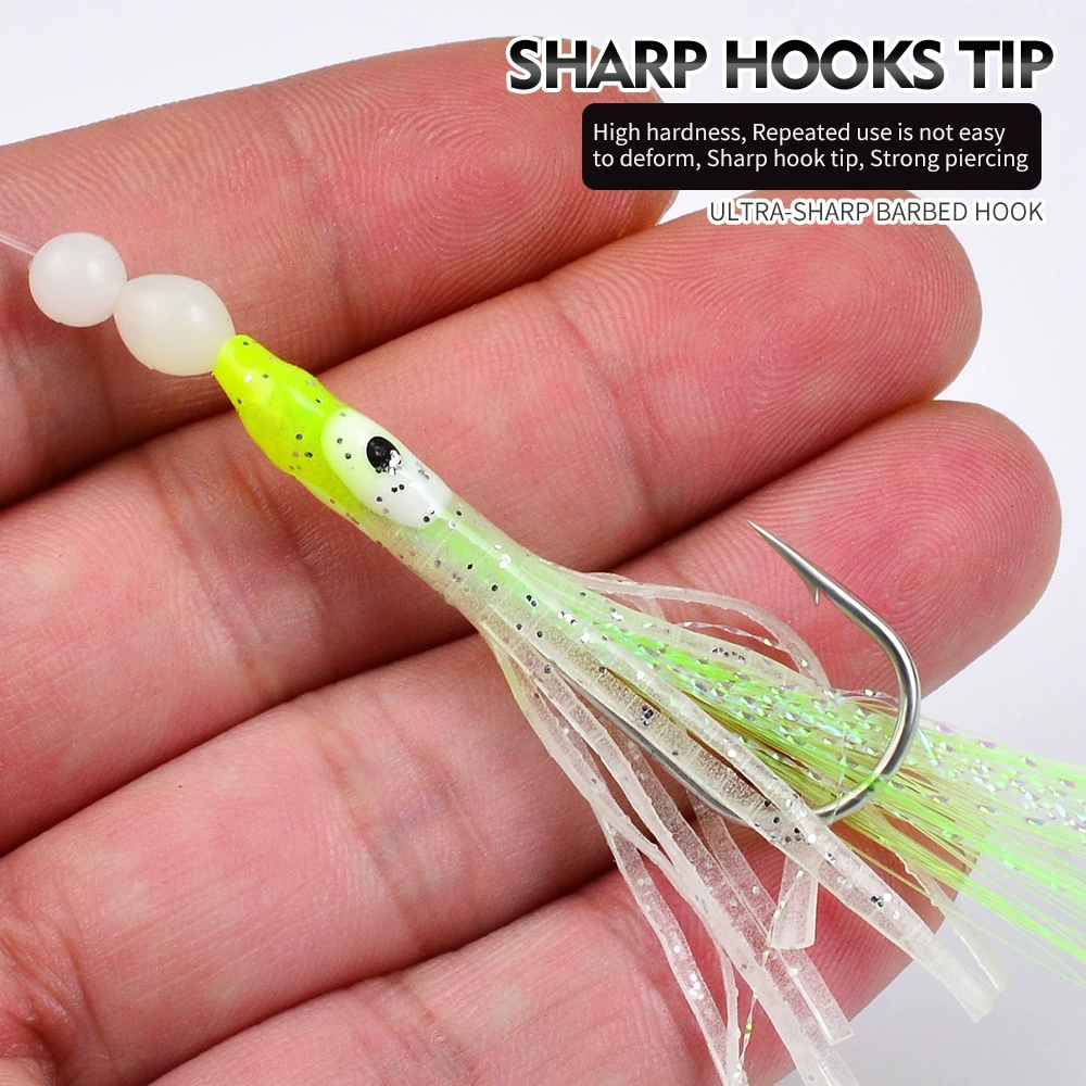 6 unids/set luminoso grupo suave señuelo Anguila Sabiki Rigs ganchos de cuerda señuelo peces Saury calamar caballa Scad aparejos de pesca de agua salada