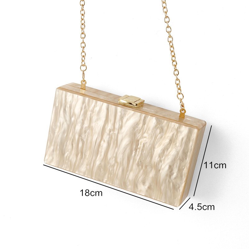 Vrouwen Acryl Marmeren Parel Naakt Beige Champagne Avondtassen Vintage Banket Portemonnees Clutch Keten Handtas Dame Partij Portemonnee Tassen