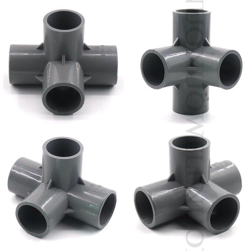2~20pcs I.D 20~50mm PVC Three-dimensional 4 Way Connector Fish Tank Water Supply Tube Adapter Garden Irrigation Pipe Fittings
