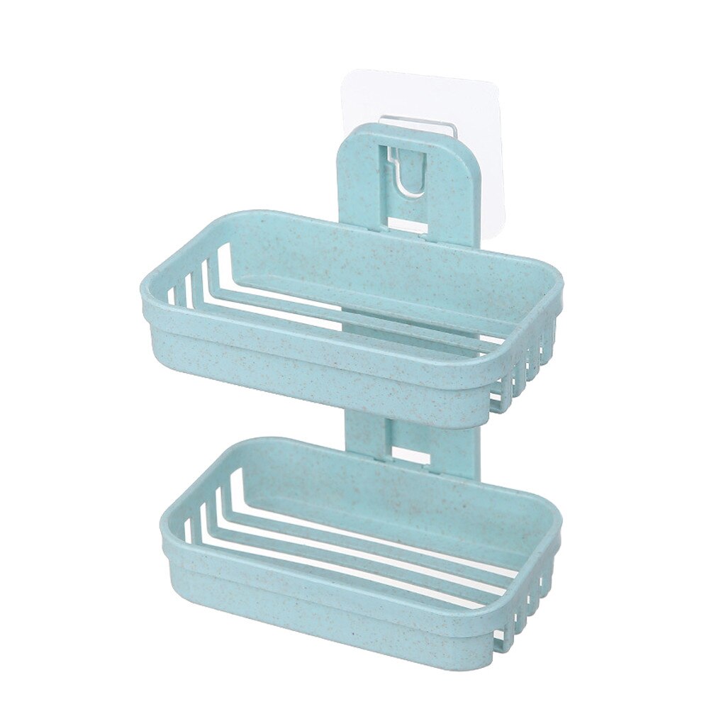 Caja de jabón de doble cubierta para baño, estante de ducha, plato de caja de jabón sin costuras, bandeja de placa de almacenamiento, Holder2.96: Green 
