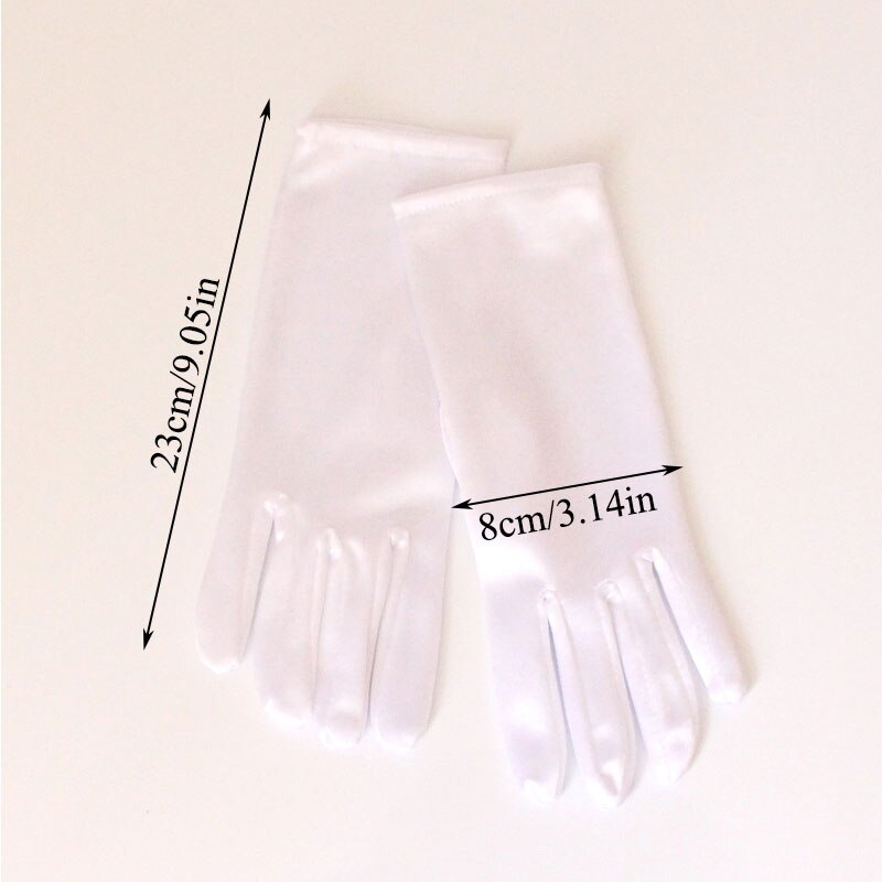 Guantes de lycra finos y elásticos para mujer, guantes de baile, color blanco, negro y blanco, 1 par,