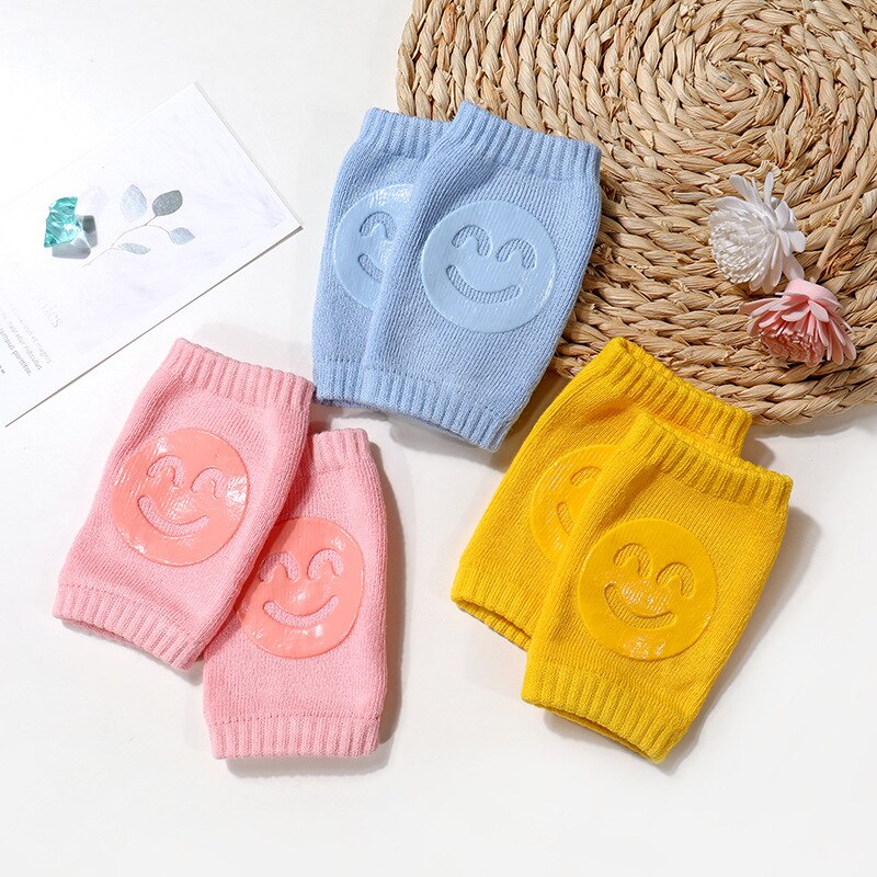 Coderas antideslizantes para niños pequeños, accesorios para bebés, rodilleras con sonrisa, Protector, rodillera de seguridad, calentador de piernas para niñas y niños