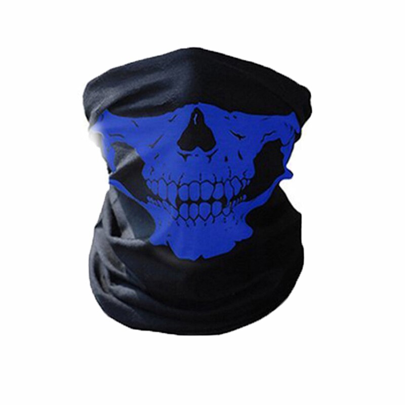 Halloween rekvisitter rædsel kranium kranium turban tørklæde multifunktionel magisk turban udendørs ridning varm maske tørklæde: Blå kranium
