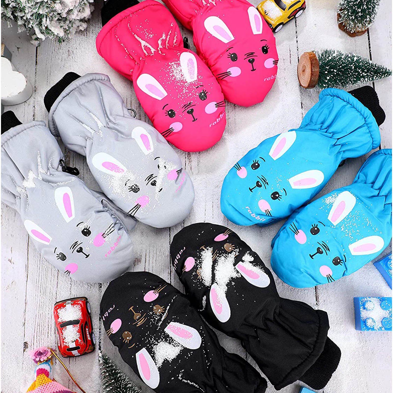 Bunny Oren Winter Handschoenen Kids 1 Pairs Peuter Kids Baby Jongens Meisjes Ski Handschoenen Waterdichte Warme Sneeuw Wanten Перчатки Детские