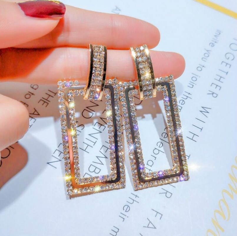 European and American exaggerated geometric rectangular accessories earrings female temperament long female earrings