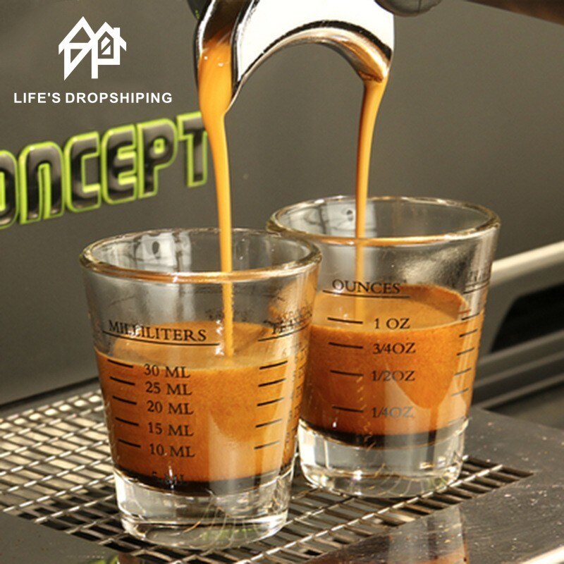 45/60ml espressoglas med glas målekop espresso shot glas flydende glas ounce kop med skala køkkenartikler