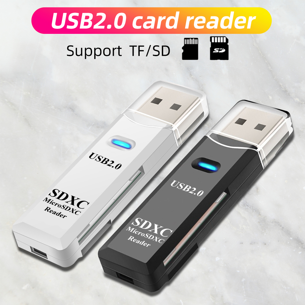 ANKNDO 2 In 1 Usb 2.0 Card Reader Micro Sd Tf Card Memory Reader To Usb Adaper For Phone Computer Flash Drive Laptop Accessories