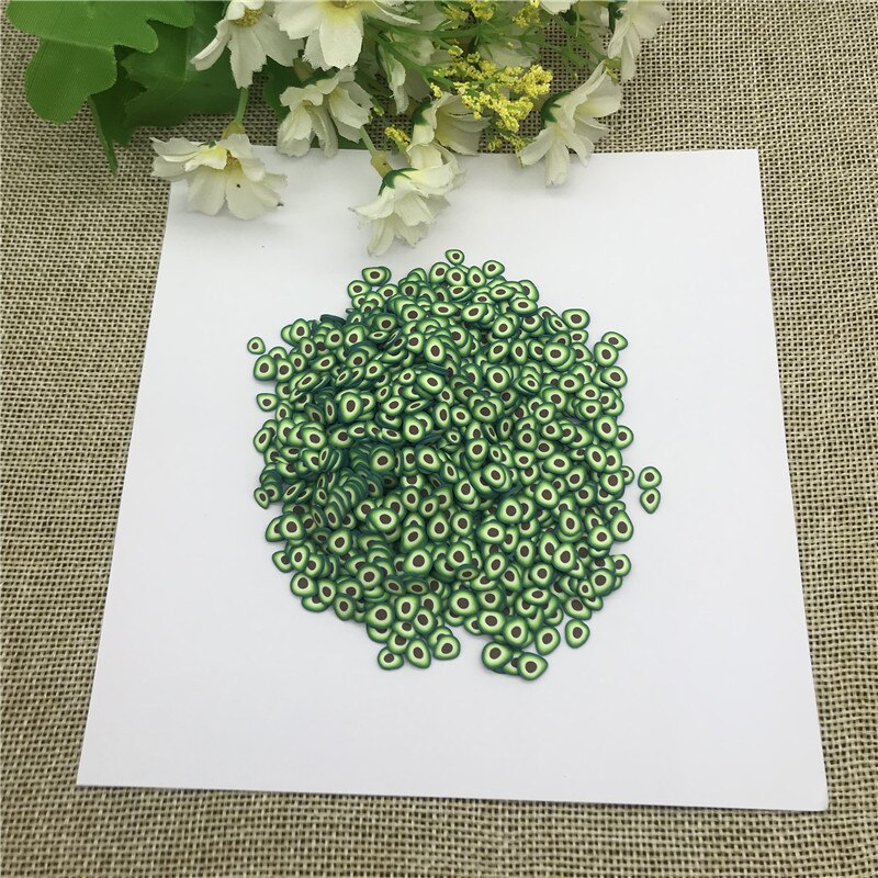 Aguacate de resina para uñas, 20g, 5mm, accesorios de arcilla polimérica para manualidades, álbum de recortes, lentejuelas, batidos de papel