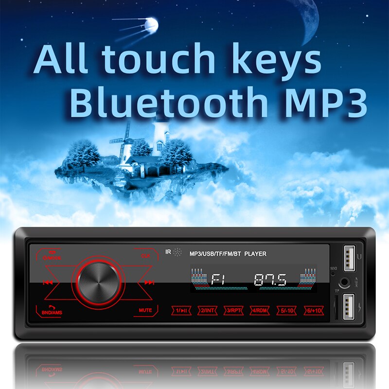 1 Din Auto Stereo MP3 Speler In Dash Bluetooth Aux-In Fm Radio Ontvanger Hoofd Unit Ondersteuning Lezen Geheugen kaarten Kleurrijke Verlichting