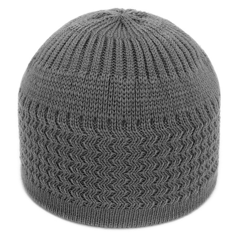 Bonnet de prière pour hommes musulmans, en Crochet de crâne islamique, en paquet, chapeaux turcs de couleurs unies: GRIS