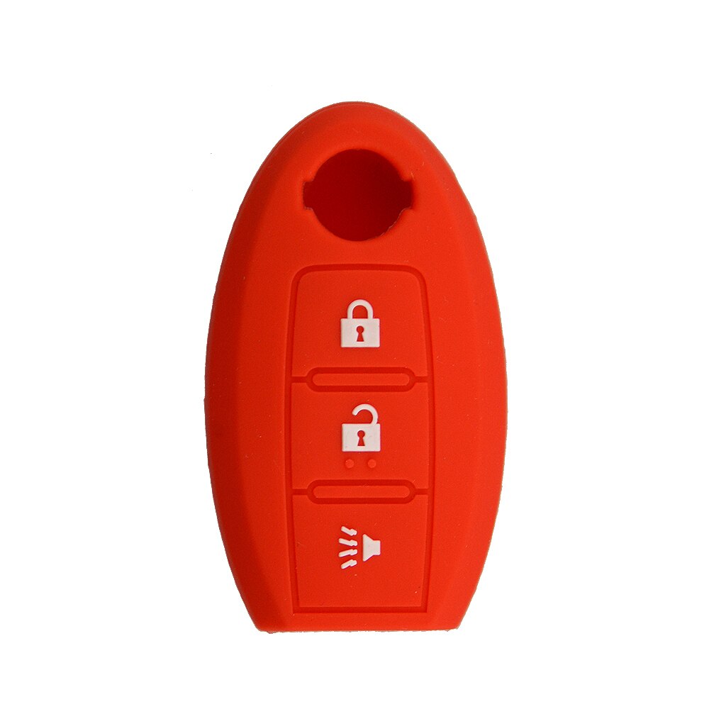 Okeytech afstandsbediening autosleutel siliconen hoesje voor nissan x-trail xtrail rogue  t32 -  silicagel 3 knoppen beschermhoes: Rood