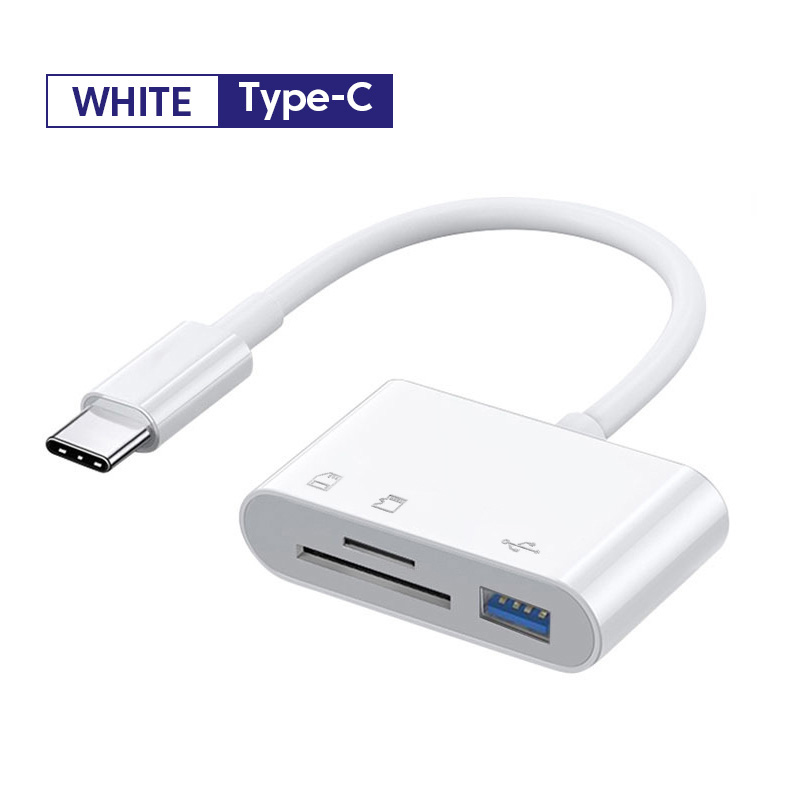 Olaf 3 w 1 czytnik kart SD TF typu C Micro SD Smart Memory Cardreader dla Macbook Samsung Huawei Xiaomi OTG Writer Compact Flash: WHITE