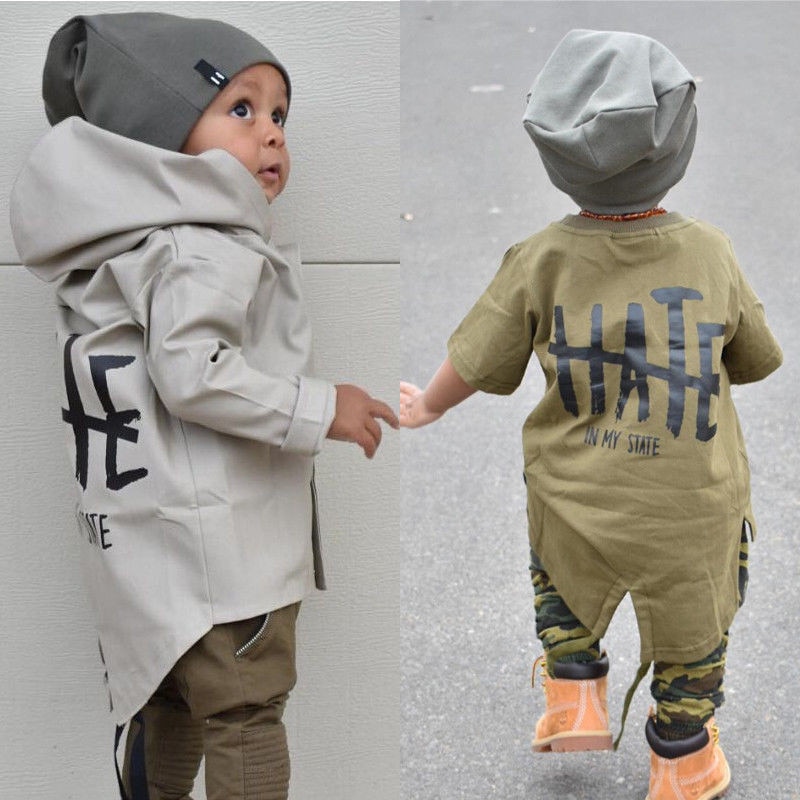 Nyfødt baby dreng efterår tøj baby dreng børn hætteklædte jakke hættetrøjer frakker outwear alder 0-24m