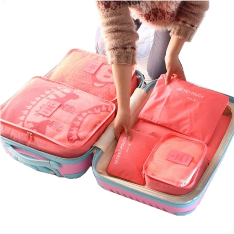 6PCS/Set Oxford Cloth Travel Mesh Bag In Bag Luggage Organizer Packing Cube Organiser for Clothing