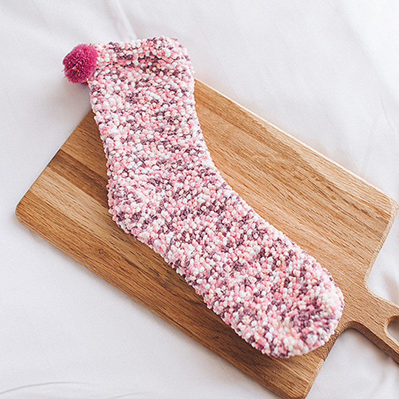 Mujeres invierno espesar de Térmica calcetines cachemir coral terciopelo interior de piso suave calcetines de pastel Calcetines
