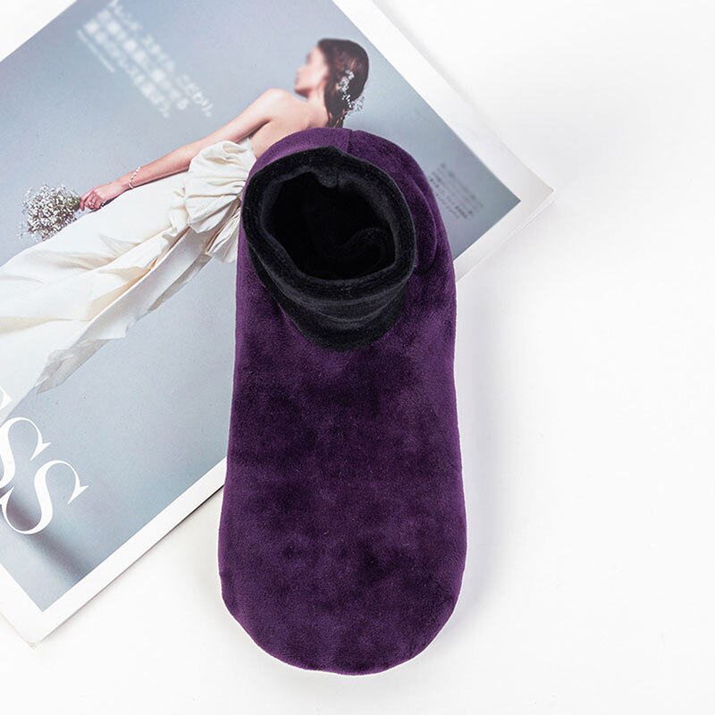 Winter unisex thuis bed sokken warme dikke sokken pure kleur antislip korte sokken pure kleur vloer pantoffels sokken dames yoga sokken: Paars 
