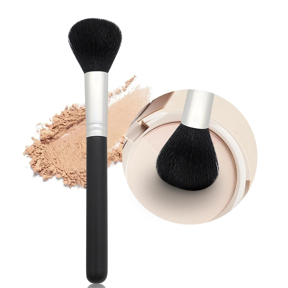 Brocha de maquillaje para base negra, brocha de maquillaje para base en crema, brocha grande para base, herramienta de maquillaje facial de pelo sintético: Rosa
