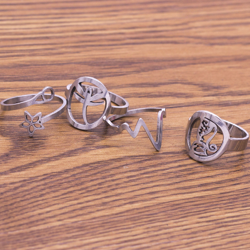 25 Stuks Vrouwen Roestvrij Stalen Ringen Mix Stijl Verzilverd Ring Mode-sieraden