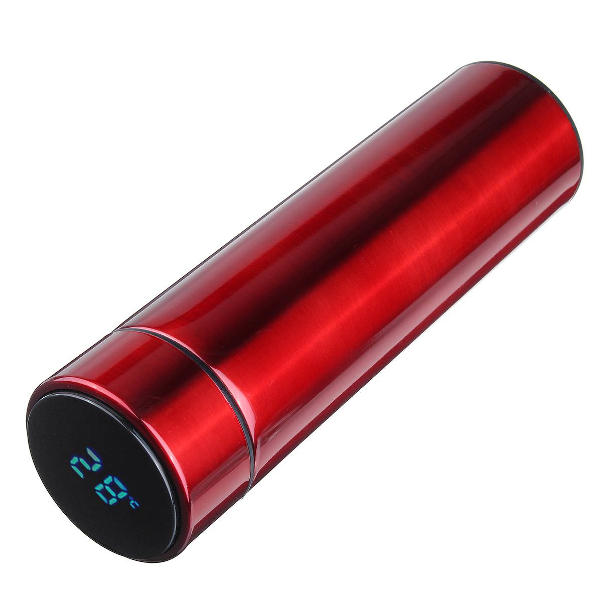 Smart led touch display rustfrit stål vakuumflasker 500ml termokop kaffe te mælk rejse krus termoflaske termokop: Rød