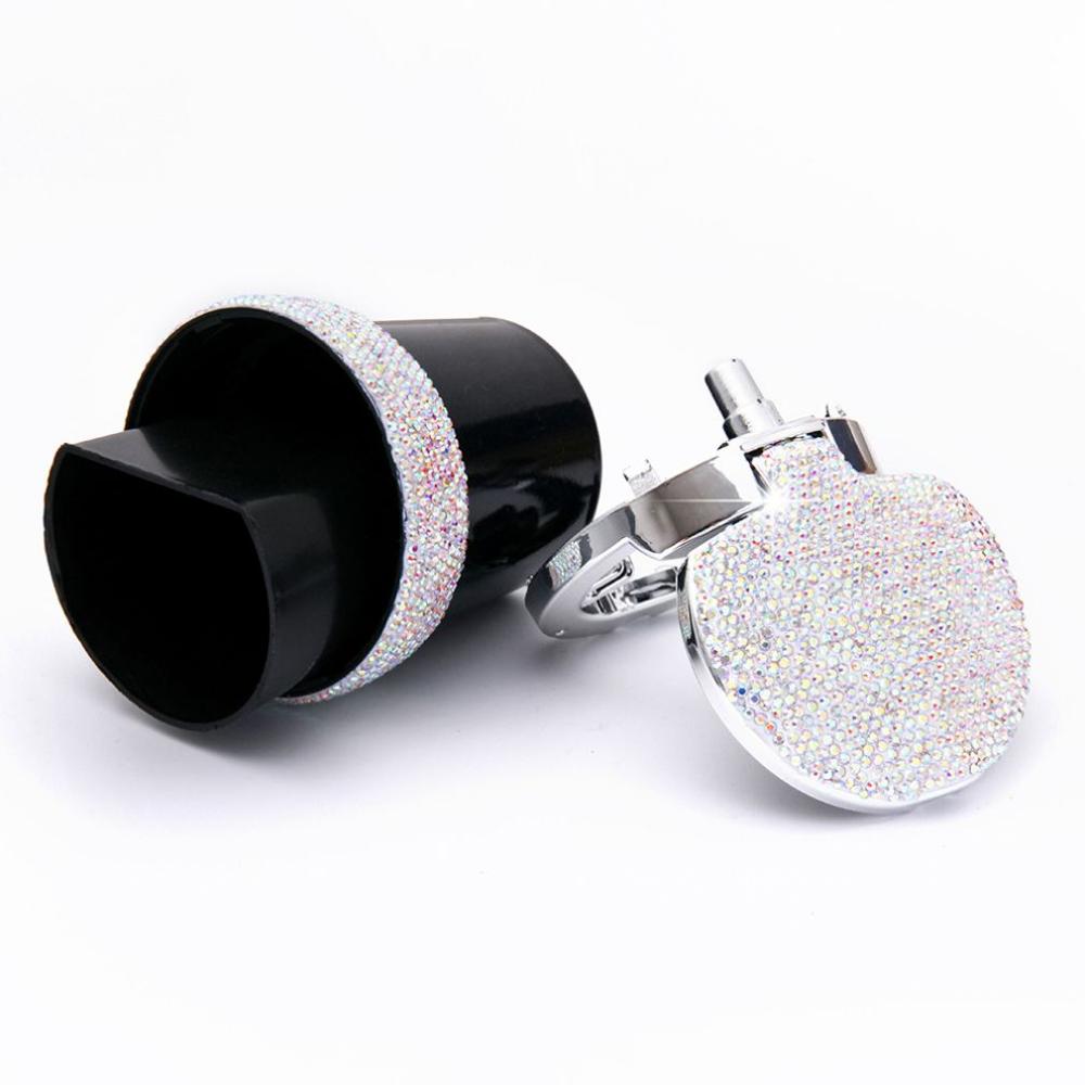 Bling Bling Steentjes Draagbare Auto Asbak Met Licht Kristal Diamant Led Auto Ash Tray Asbak Opslag Cup