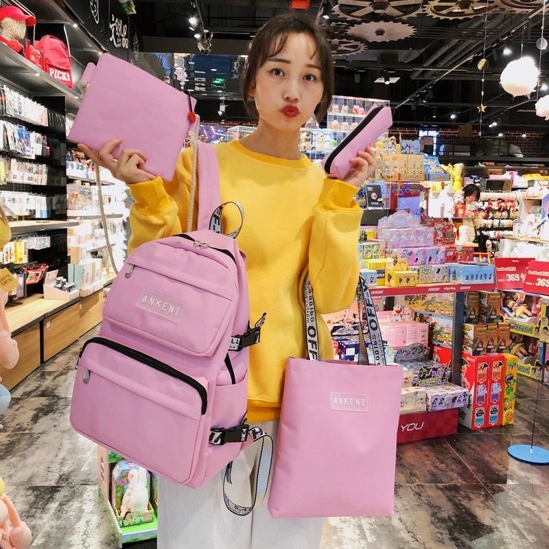 4 pièces ensemble sac d'école pour adolescentes Oxford femmes sac à dos femme sac à dos grande capacité voyage sac à dos Mochilas