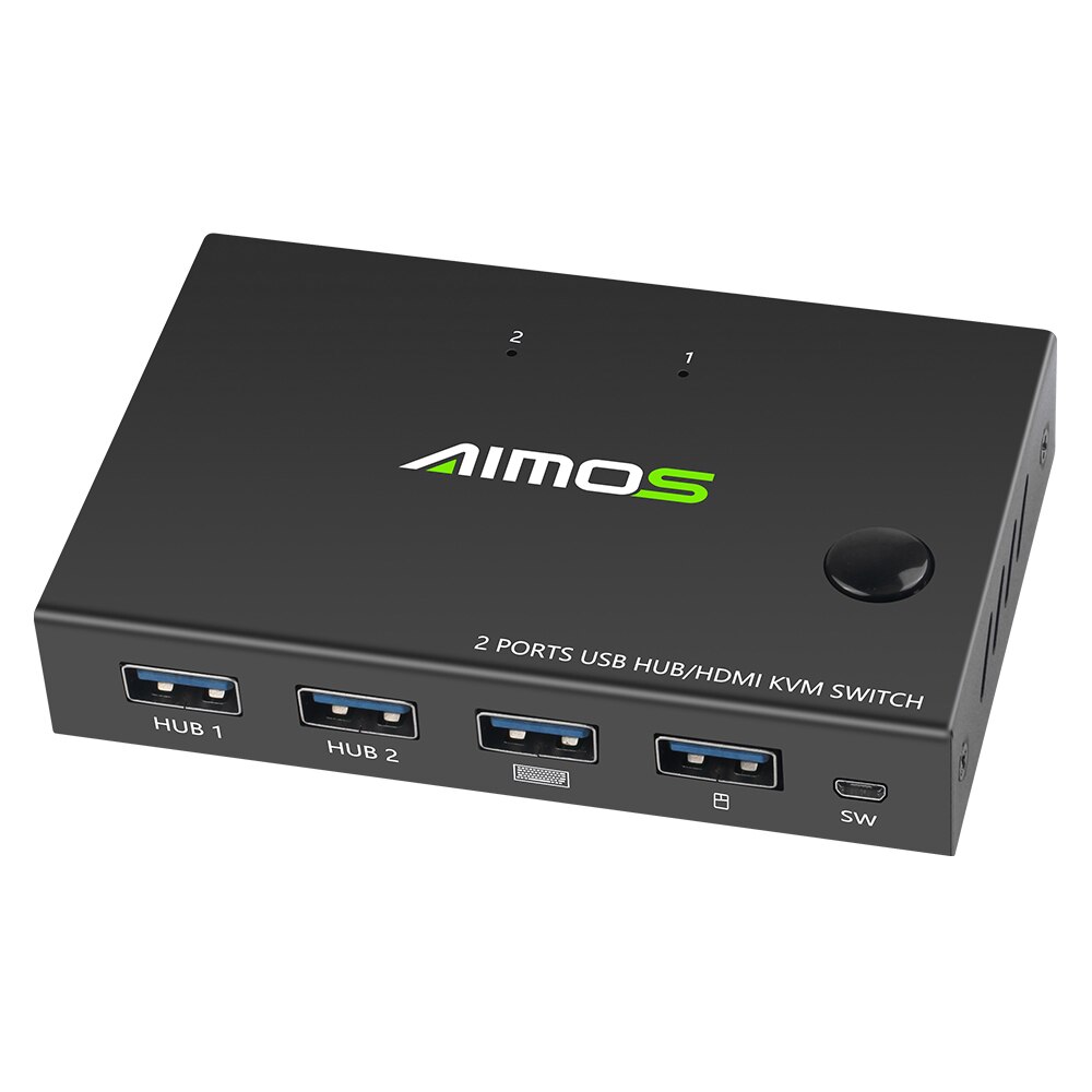 Aimos AM-KVM201CC 2-Poorts Kvm Switch Hdmi-Compatibel Splitter 10Gbps Usb Switch Splitter Voor 2 Pc Delen toetsenbord Muis Printer: Default Title