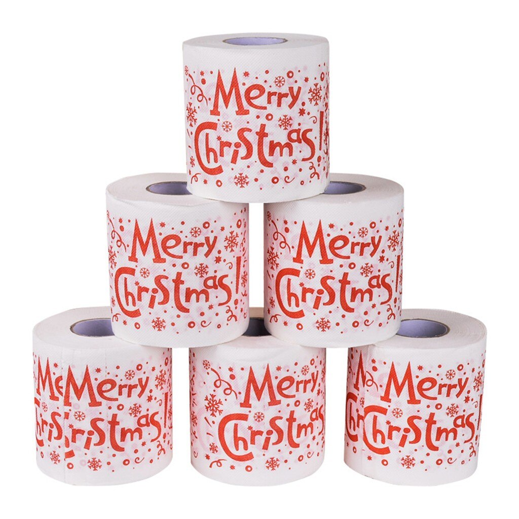 Julemønster farve toiletpapir santa juletræ trykt tissue hjem jul navidad godt år #25: 6pc