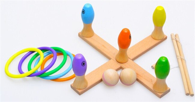 juguete de madera, Juego de pesca multifunción, juegos de anillos, Bola de bolos, juguetes educativos,