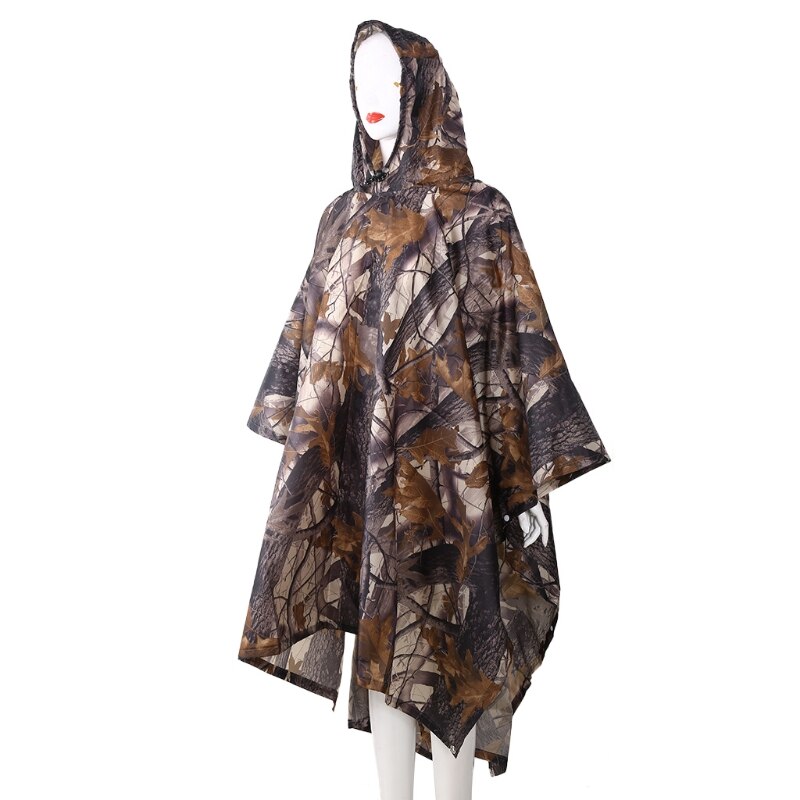 3in1 Outdoor Camping Backpack Rain Cover Poncho Coat Camouflage Tent Awning Mat