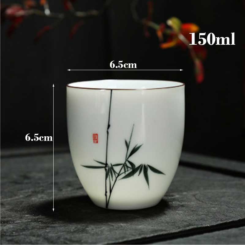1 stk kinesisk tekop keramisk håndmalet kung fu tekop ginkgo/lotus/bambus/zen hjemmekontor drikkevarer 150ml