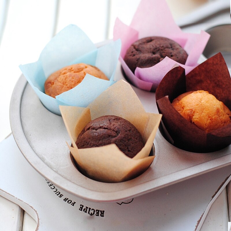 50 Stks/partij Effen Wrapper Liners Muffins Tulp Cake Paper Bakken Cupcake K43D