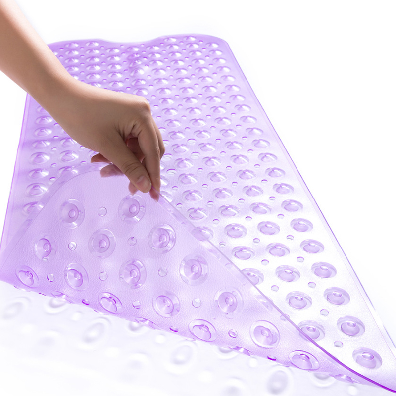 Bathroom Pvc Mat Suction Cup Carpet Safe Eco-Friendly Non-Toxic Nonsilp Anti-Skid Rug Decor for Home Hotel Gym Shower: Transparent purple