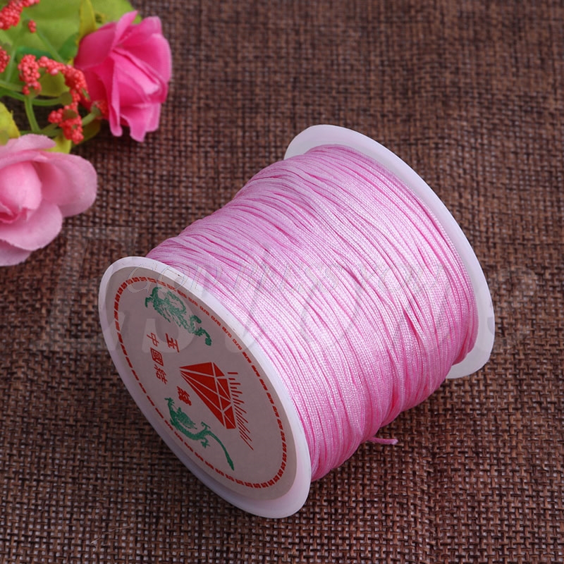 1Roll 0.8mm 45M Nylon Chinese Knot Macrame Bracelet Braided Cord Thread String: Pink