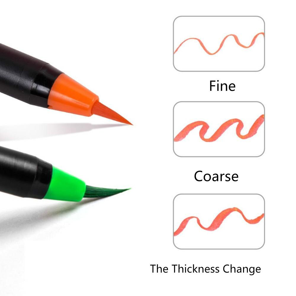 12/24 Colors Soft Painting Pens Water-based Ink Pen Set Adult Kids Drawing Coloring Beginner Painters School Stationery Supplies