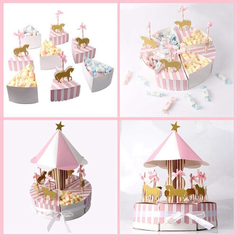 1 Set Carousel Wedding Favor Boxes Candy Boxes Box & 1 Set Sewing Kit for Adults,Sew Repair
