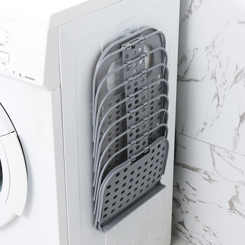 Plastic Foldable Laundry Basket Dirty Clothes Storage Basket Household Laundry Hamper Breathable clothes storage bag with hook