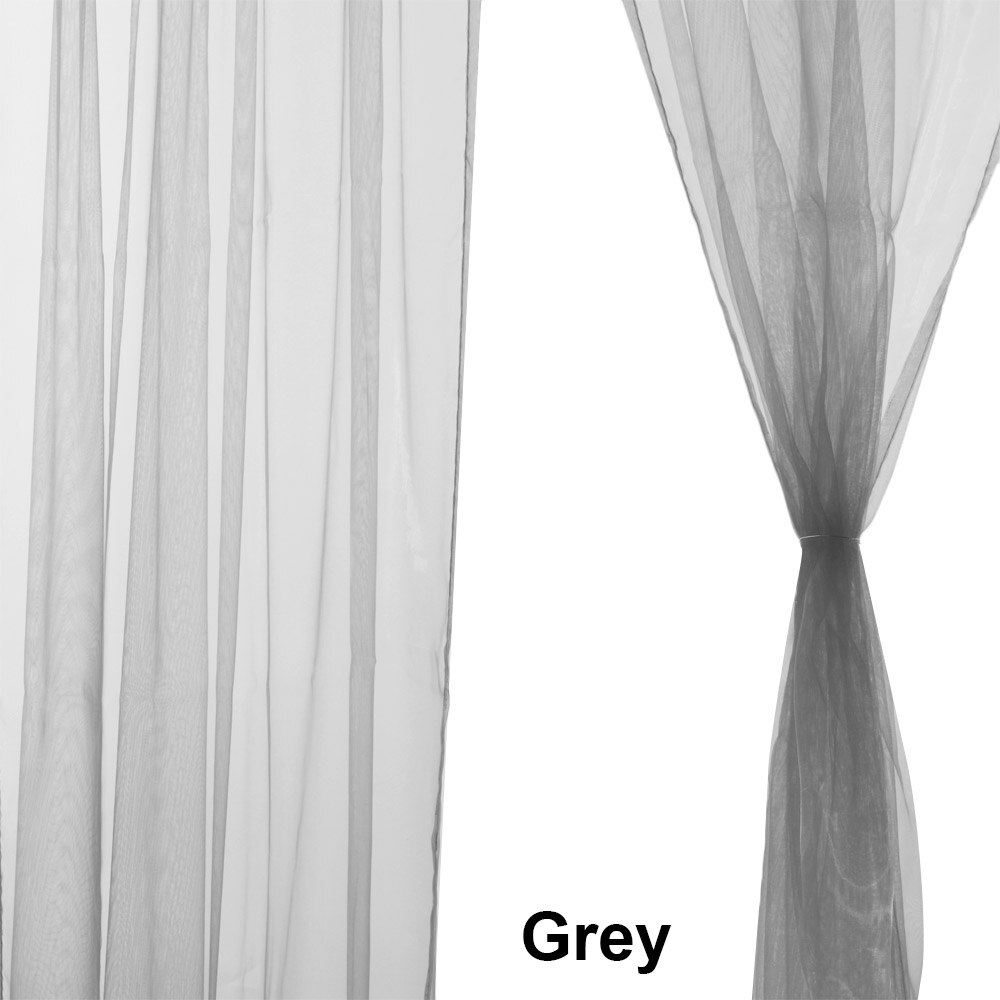 Pair (2 Panels) Of Tulle Curtains Solid Sheer Curtains Tulle Window Voile Net Curtains Window Screen Home Kitchen Living Room De: grey