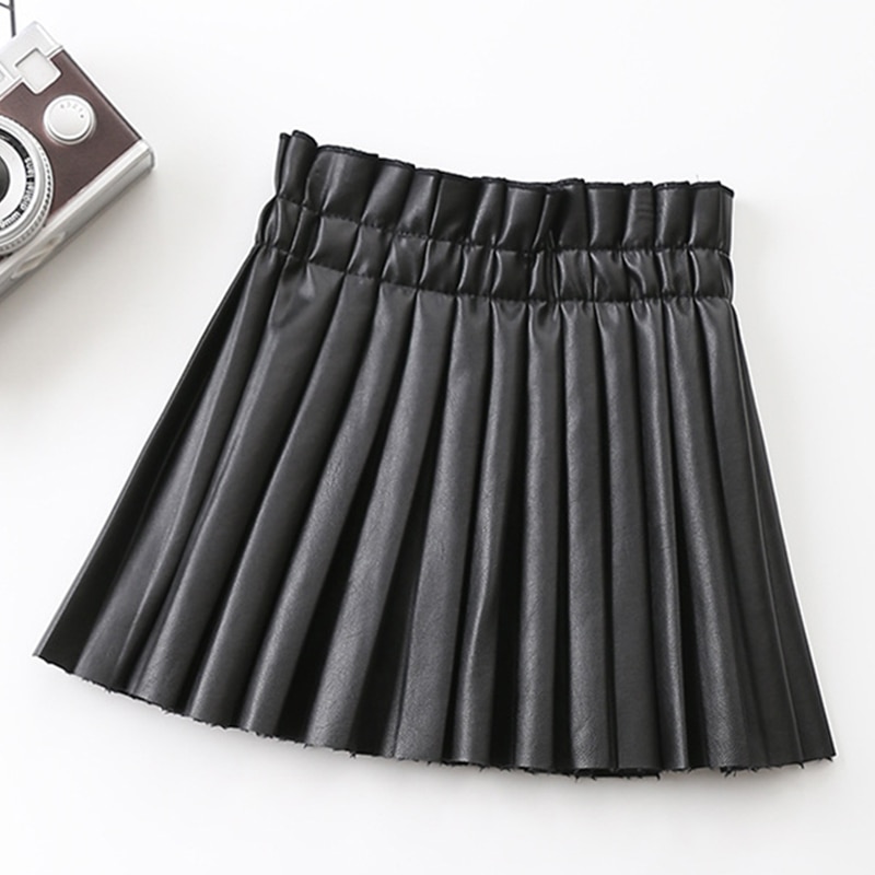 Baby flickor kläder resår midja barn shorts kläder barn kjolar för pu läder kjol småbarn flickor kläder