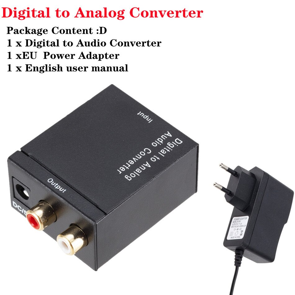 Digitaal Naar Analoog Audio Converter Digitale Optische Coaxcoaxialtoslink Naar Analoog Rca L/R Audio Converter Adapter Versterker: D