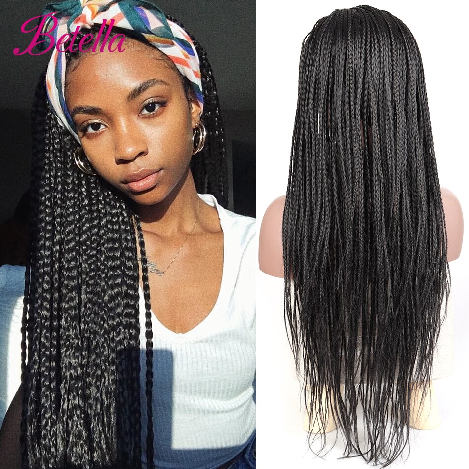 Betella Headband Box Braids Wig Ombre Brown Long Braided African Wig Synthetic Braiding Beauty Hair For Women/Men