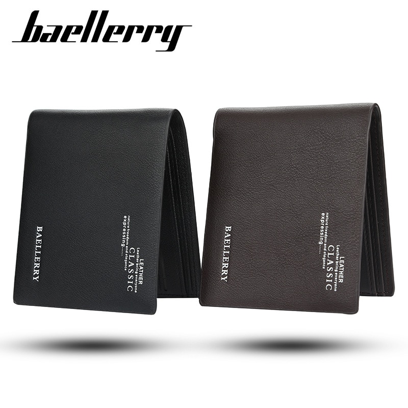 Baellerry Business Wallet Soft Leather Men's Short Slim European and American Multi-Card Plaid Wallet Youth Card Bag