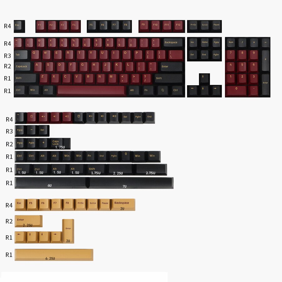 JKDK 166 KEYS Cherry Profile Keycap DOUBLE SHOT Thick PBT Keycaps FOR MX Switch Mechanical Keyboard: KIT 1