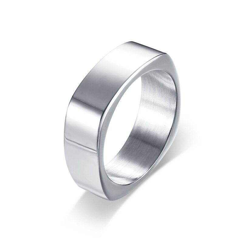 Bague homme acier inoxydable carré couleur argent Antique mat brossé Simple chevalière: 10 / silver